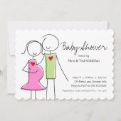 5 x 7 Roze & Groene Code Baby Shower Invitaties Kaart (Voorkant)