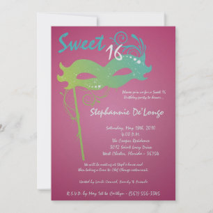 5 x 7 Roze Masquerade Sweet 16 Birthday Uitnodigin Kaart