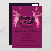 5 x 7 Roze Masquerade Sweet 16 Birthday Uitnodigin Kaart (Voorkant / Achterkant)