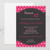 5 x 7 Roze pokadot Sweet 16 Aannodiging op zaterda Kaart (Voorkant / Achterkant)