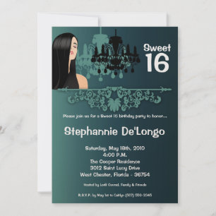 5 x 7 Sassy Girl Sweet 16 Birthday Invitation Kaart