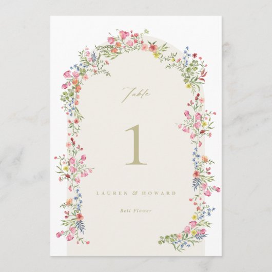 5 x 7 sierlijke bloemenboog Trouwtafel Nummer (Achterkant)