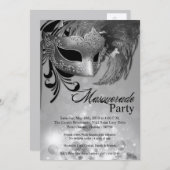 5 x 7 Silver Masquerade Sweet 16 Birthday Uitnodig Kaart (Voorkant / Achterkant)