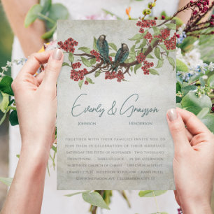 5 x 7  Tortelduifjes Tea Stain Wedding Invitae Kaart