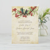 5 x 7  Tortelduifjes Tea Stain Wedding Invitae Kaart (Staand voorkant)