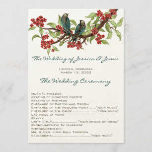 5 x 7  Tortelduifjes Tea Stain Wedding Programme Programma