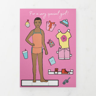 5 "x 7" Trifold Happy Birthday Paper Doll Kaart #1