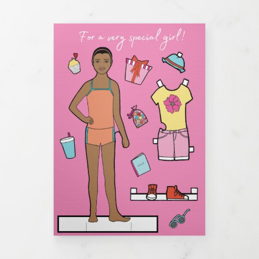 5 "x 7" Trifold Happy Birthday Paper Doll Kaart #1 (Cover)