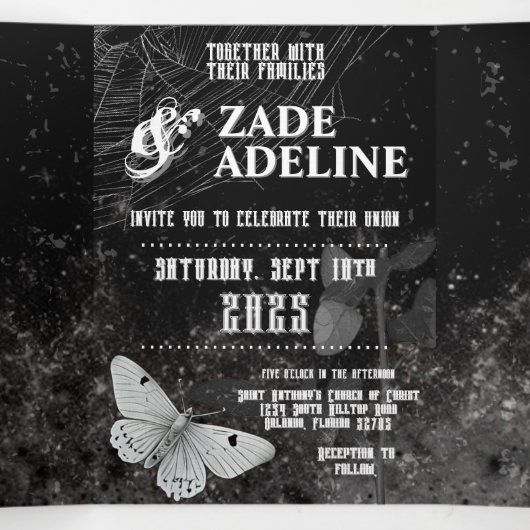 5 x 7 Triplé Faire-part de mariage Hauning Adeline (Intérieur au milieu)