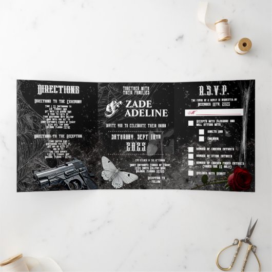 5 x 7 Triplé Faire-part de mariage Hauning Adeline (Intérieur)