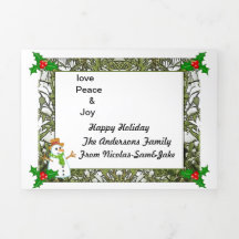 5" x 7" Triple Lettre Plier Carte de Fêtes Noël