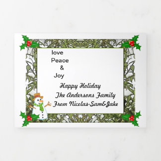 5" x 7" Triple Lettre Plier Carte de Fêtes Noël