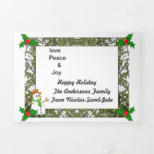 5" x 7" Triple Lettre Plier Carte de Fêtes Noël (Page de couverture)