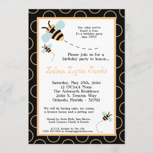 5 x 7 TWINS Bumble Honey Bee Birthday Invitation Kaart
