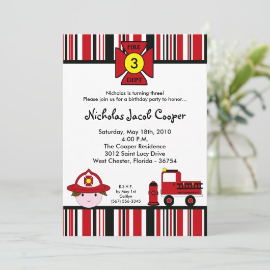 5 x 7 Vuurman Vuurgedag Uitnodiging (Staand voorkant)