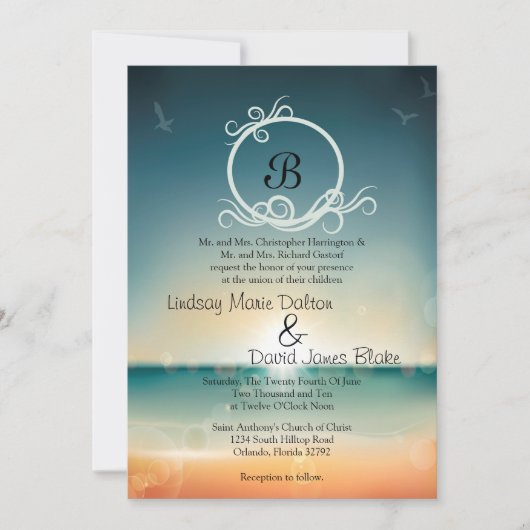 5 x 7 Weddenschap Sunset Beach Kaart (Voorkant)