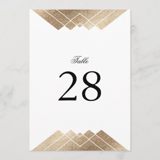 5 x 7 Wit Gouden Gatsby Trouwtafel Nummers (Voorkant)