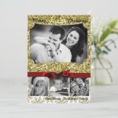 5 x 7 XMAS-kerstkerstkaart met Snowflake Glitt FOT Feestdagenkaart (Staand voorkant)