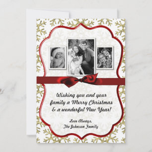 5 x 7 XMAS-kerstkerstkaart met Snowflake Glitt FOT Feestdagenkaart