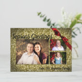 5 x 7 XMAS-kerstkerstkaart met Snowflake Glitt FOT Feestdagenkaart (Staand voorkant)