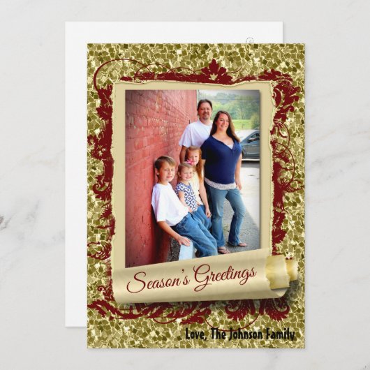 5 x 7 XMAS-kerstkerstkaart met Snowflake Glitt FOT Feestdagenkaart (Voorkant / Achterkant)