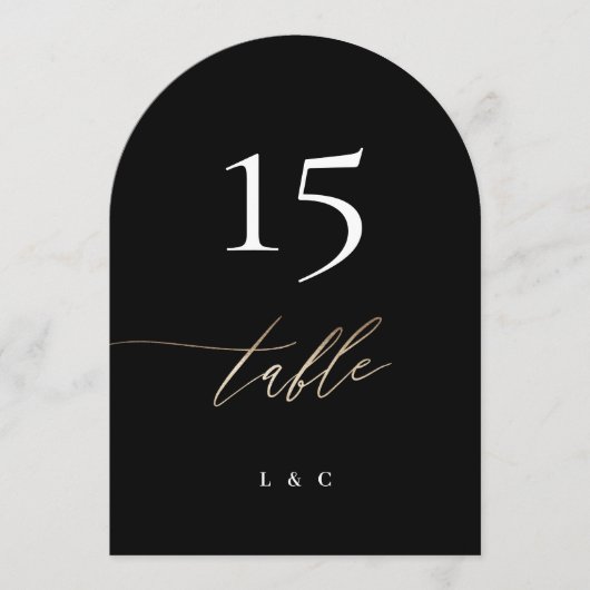 5 x 7 zwart gouden kalligrafie trouwtafel nummer kaart (Voorkant)