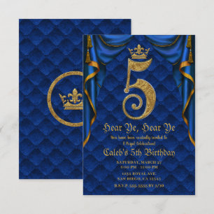 5de 5 Vijfde Verjaardagsfeestje Koninklijk Blauw G Kaart