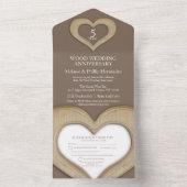 5de huwelijksdag bruin all in one uitnodiging (Binnen)