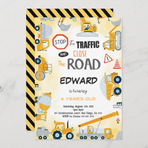 5e anniversaire Construction Boy Invitation