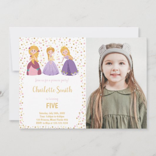 5e anniversaire de la princesse Invitations avec p (Devant)