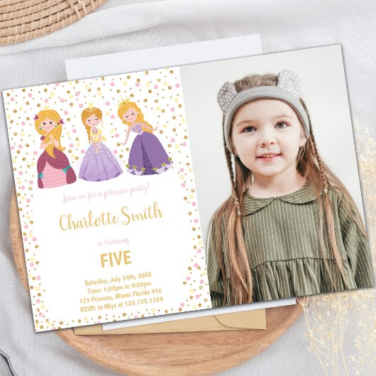 5e anniversaire de la princesse Invitations avec p