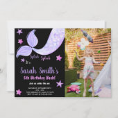 5e anniversaire de sirène Invitations avec photo (Devant)