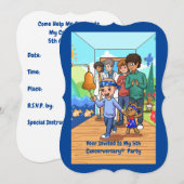 5e anniversaire du cancer Invitations du Parti (Devant / Derrière)