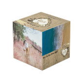 5e anniversaire du Mariage Bois Photo Cube (Angle arrière)