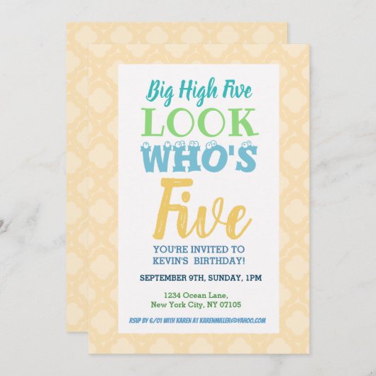 5e anniversaire Invitation (Devant / Derrière)