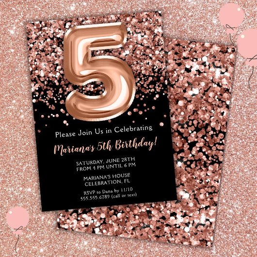 5e anniversaire Invitation Rose noir Parties scint