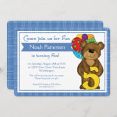 5e anniversaire Invitations de garçon Teddy Bear T (Devant / Derrière)
