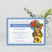 5e anniversaire Invitations de garçon Teddy Bear T (Debout devant)