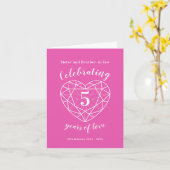 5e anniversaire mariage carte personnalisée rose (Fleur jaune)