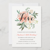 5e anniversaire Peach rose Invitation florale (Devant)