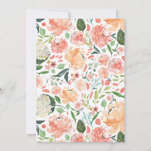 5e anniversaire Peach rose Invitation florale (Dos)