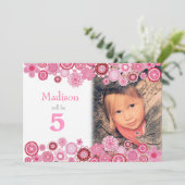 5e anniversaire Pink Party Invitation Carte photo (Debout devant)