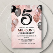 5e anniversaire Rose Gold Ballons Invitation