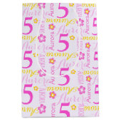 5e anniversaire rose jaune personnalisé sac cadeau (Devant)