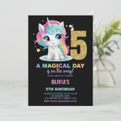 5e anniversaire Unicorn Anniversaire Invitations (Debout devant)