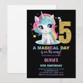 5e anniversaire Unicorn Anniversaire Invitations (Devant / Derrière)