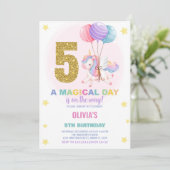 5e anniversaire Unicorn Anniversaire Invitations (Debout devant)