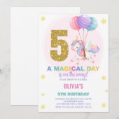 5e anniversaire Unicorn Anniversaire Invitations (Devant / Derrière)