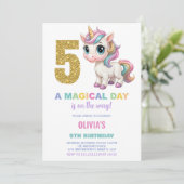 5e anniversaire Unicorn Anniversaire Invitations (Debout devant)