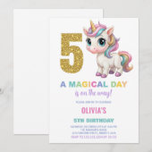 5e anniversaire Unicorn Anniversaire Invitations (Devant / Derrière)